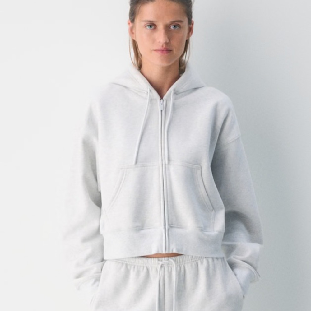 Aritzia Light Gray Sweatfleece Hoodie